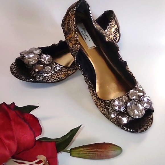 Simple Vera Vera Wang Snake Print Open Front Women's Ballerine. 8.5M - Picture 1 of 14